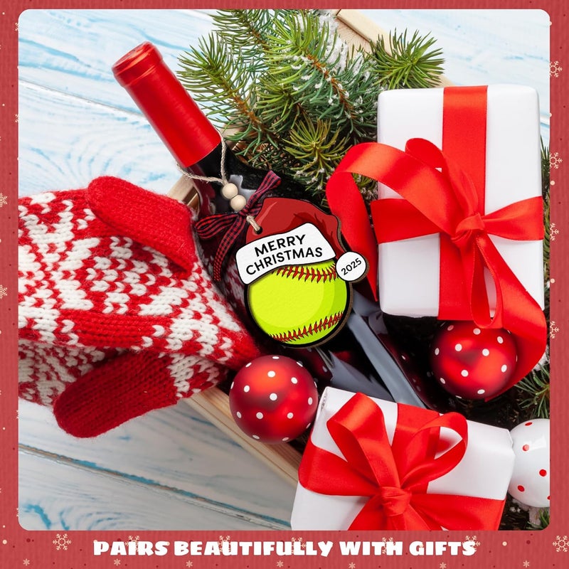 MAPDTWO Softball Ornament - Softball Gifts for Girls, Players, Lovers, Team, Coaches, Teens - Sports Ornaments for Christmas Tree - Girls Sports Gifts 2025-2 Layered Wood Christmas Ornament 2025 - Image 5